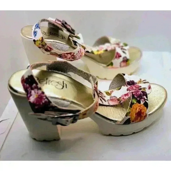 Refresh Shoes - Refresh‎ Gaga 01 Women's Wedge Strappy Buckle Sandals Shoes Multicolor Floral 7